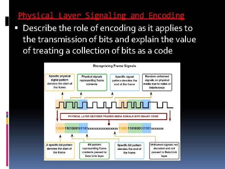 Physical Layer Signaling and Encoding Describe the role of encoding as it applies to