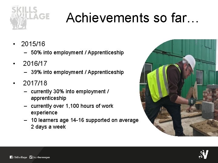 Achievements so far… • 2015/16 – 50% into employment / Apprenticeship • 2016/17 –