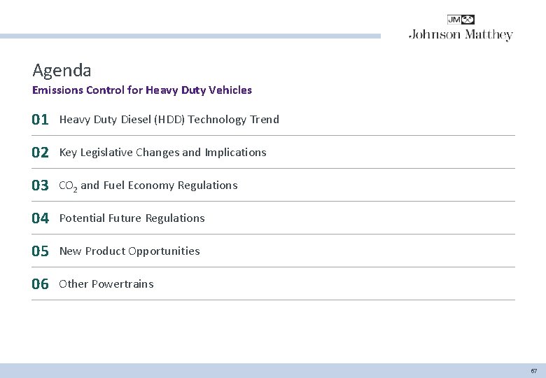 Agenda Emissions Control for Heavy Duty Vehicles 01 Heavy Duty Diesel (HDD) Technology Trend