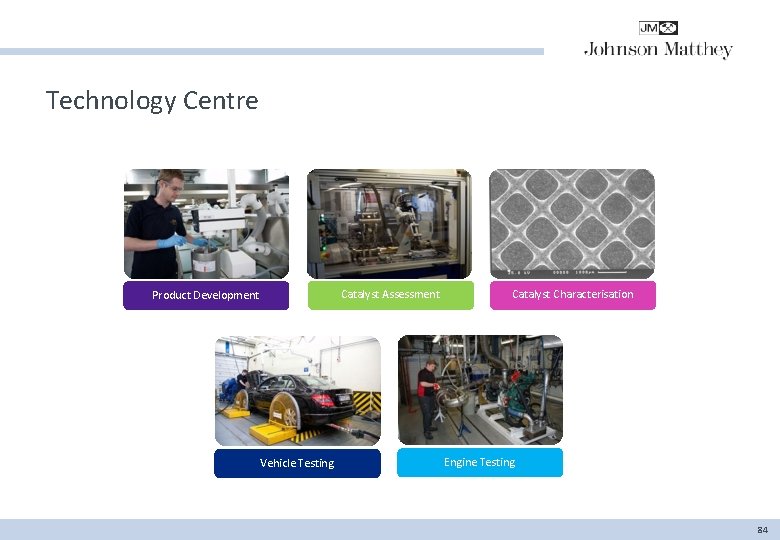 Technology Centre Catalyst Assessment Product Development Vehicle Testing Catalyst Characterisation Engine Testing 84 