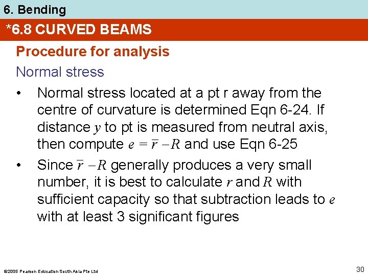 6. Bending *6. 8 CURVED BEAMS Procedure for analysis Normal stress • Normal stress