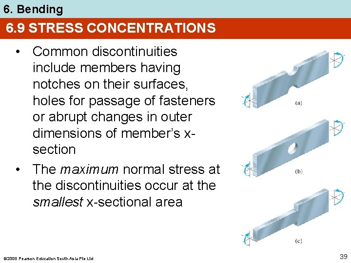 6. Bending 6. 9 STRESS CONCENTRATIONS • Common discontinuities include members having notches on