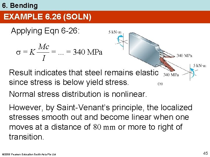 6. Bending EXAMPLE 6. 26 (SOLN) Applying Eqn 6 -26: Mc =K =. .