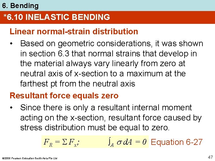 6. Bending *6. 10 INELASTIC BENDING Linear normal-strain distribution • Based on geometric considerations,