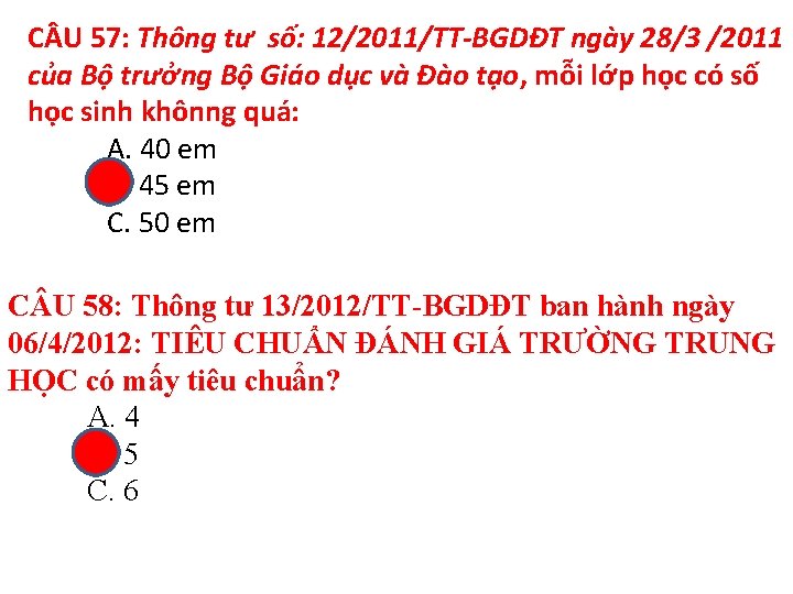 C U 57: Thông tư số: 12/2011/TT-BGDĐT ngày 28/3 /2011 của Bộ trưởng Bộ