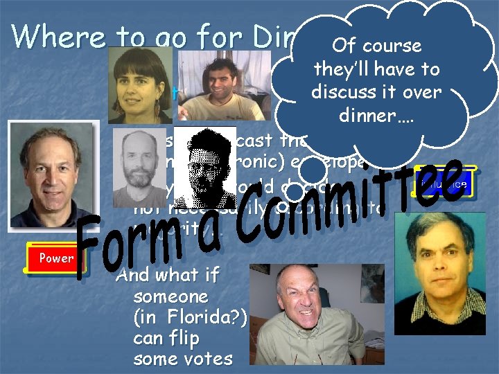 Where to go for Dinner? Of course they’ll have to discuss it over The