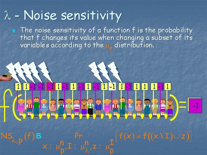  - Noise sensitivity n The noise sensitivity of a function f is the