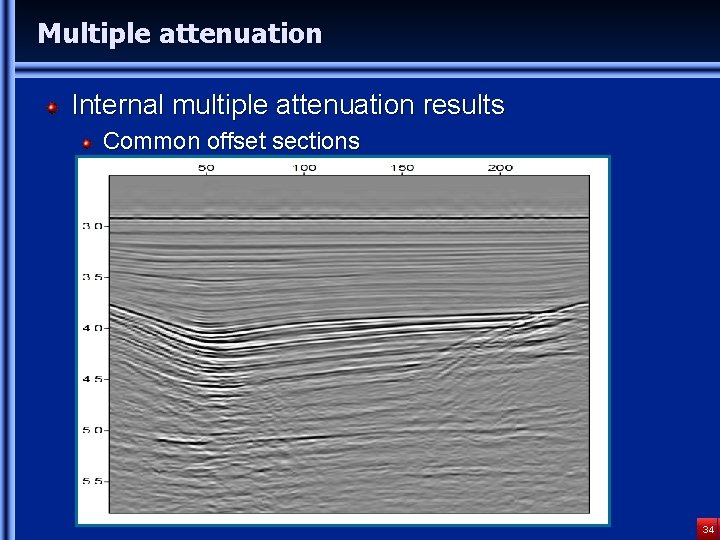 Multiple attenuation Internal multiple attenuation results Common offset sections 34 