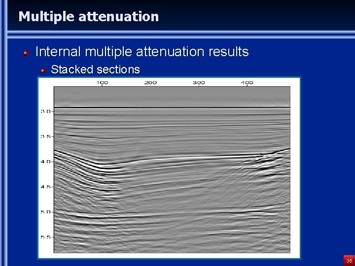 Multiple attenuation Internal multiple attenuation results Stacked sections 35 