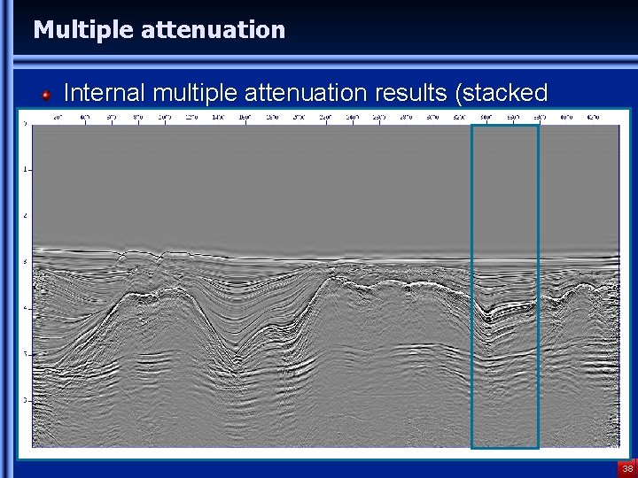 Multiple attenuation Internal multiple attenuation results (stacked sections) 38 