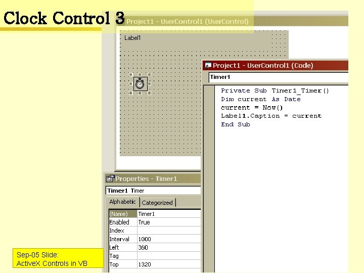 Clock Control 3 Sep-05 Slide: Active. X Controls in VB 