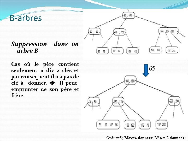 B-arbres Suppression arbre B dans un Cas où le père contient seulement n div