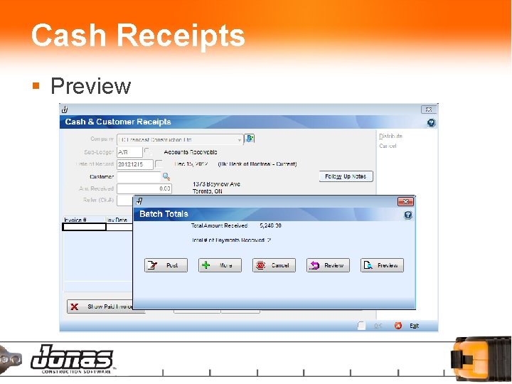 Cash Receipts § Preview 