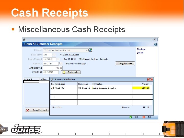 Cash Receipts § Miscellaneous Cash Receipts 