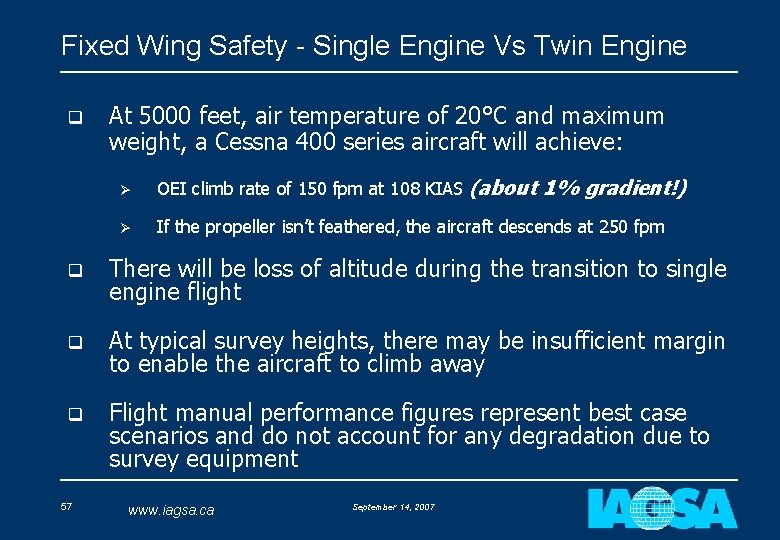 Fixed Wing Safety - Single Engine Vs Twin Engine q At 5000 feet, air