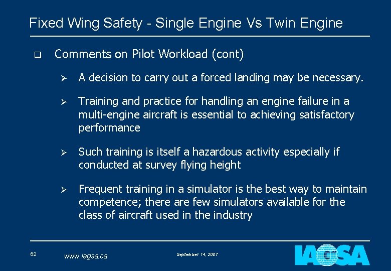 Fixed Wing Safety - Single Engine Vs Twin Engine q 62 Comments on Pilot