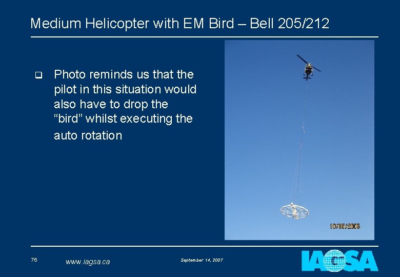 Medium Helicopter with EM Bird – Bell 205/212 q 76 Photo reminds us that