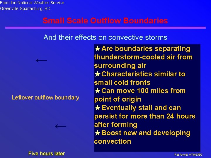 From the National Weather Service Greenville-Spartanburg, SC Small Scale Outflow Boundaries And their effects