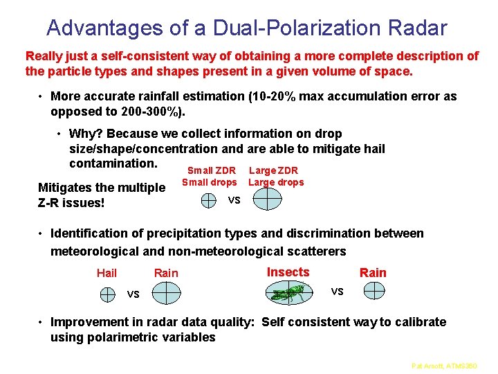 Advantages of a Dual-Polarization Radar Really just a self-consistent way of obtaining a more