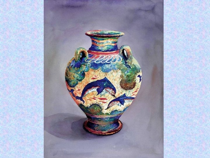 Minoan Urn • Corlorful dolphins, coral and fish decorate this vase. It is a