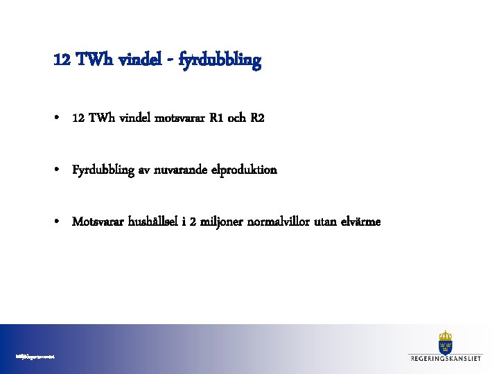 12 TWh vindel - fyrdubbling • 12 TWh vindel motsvarar R 1 och R 12 TWh vindel - fyrdubbling • 12 TWh vindel motsvarar R 1 och R