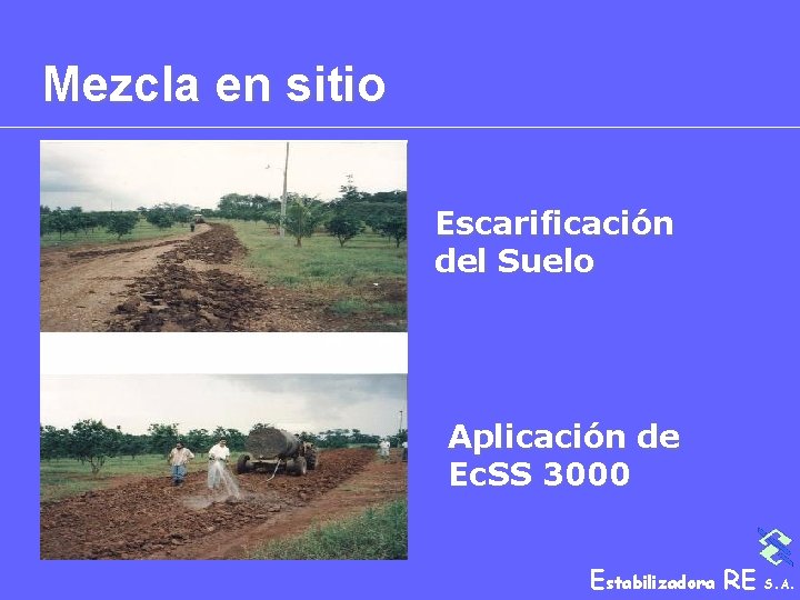 Mezcla en sitio Escarificación del Suelo Aplicación de Ec. SS 3000 Estabilizadora RE S.