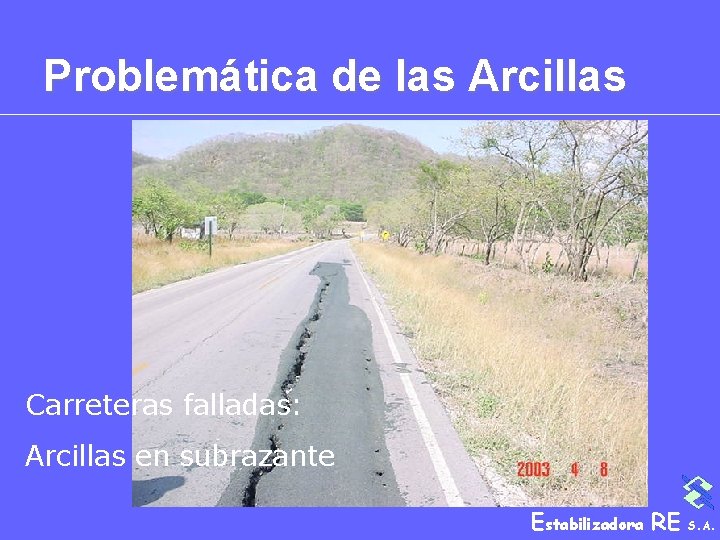 Problemática de las Arcillas Carreteras falladas: Arcillas en subrazante Estabilizadora RE S. A. 