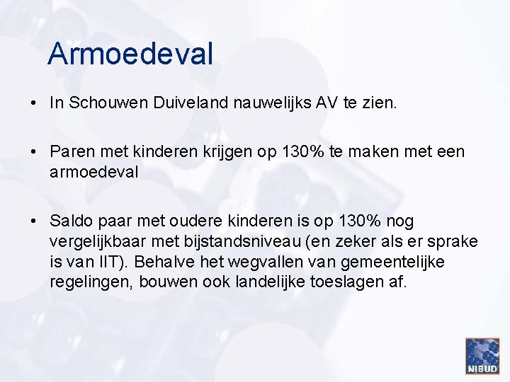 Armoedeval • In Schouwen Duiveland nauwelijks AV te zien. • Paren met kinderen krijgen