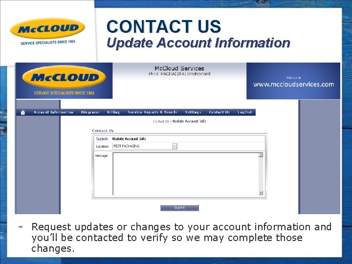 CONTACT US Update Account Information ￫ Request updates or changes to your account information