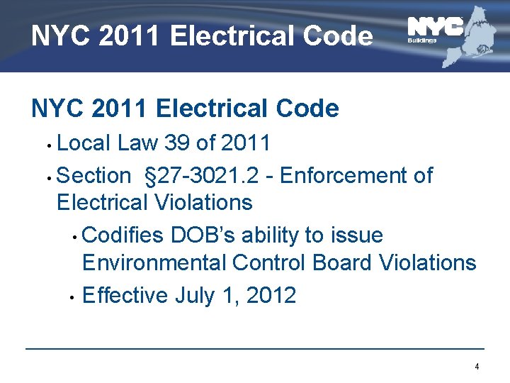 NYC 2011 Electrical Code Local Law 39 of 2011 • Section § 27 -3021.