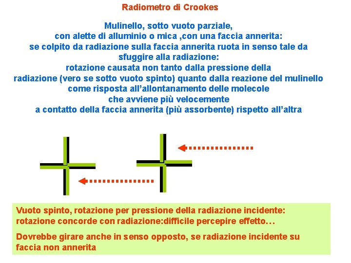 Radiometro di Crookes Mulinello, sotto vuoto parziale, con alette di alluminio o mica ,