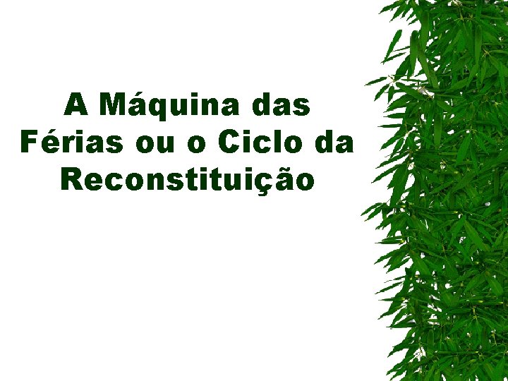 A Máquina das Férias ou o Ciclo da Reconstituição 