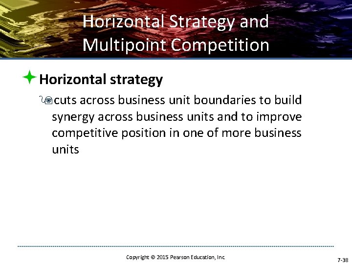 Horizontal Strategy and Multipoint Competition ªHorizontal strategy 9 cuts across business unit boundaries to