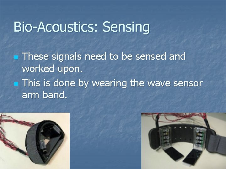 Bio-Acoustics: Sensing n n These signals need to be sensed and worked upon. This