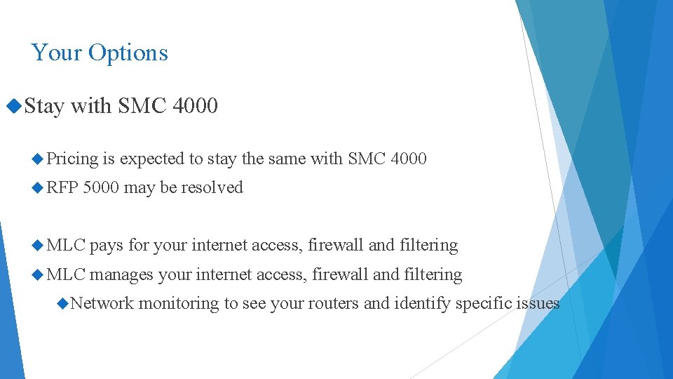 Your Options Stay with SMC 4000 Pricing is expected to stay the same with
