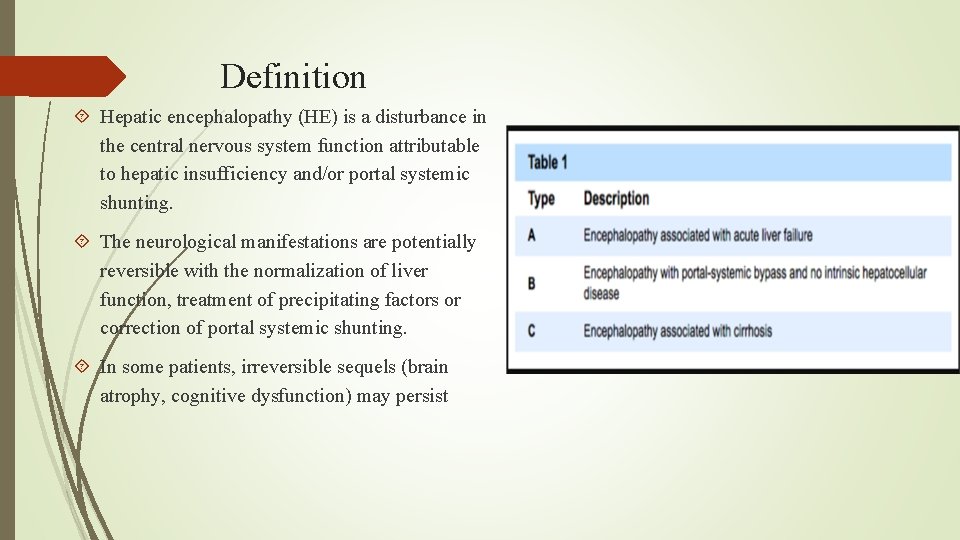 Definition Hepatic encephalopathy (HE) is a disturbance in the central nervous system function attributable