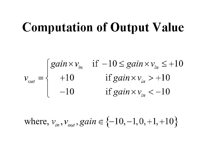 Computation of Output Value 