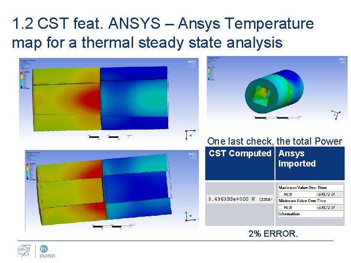 1. 2 CST feat. ANSYS – Ansys Temperature map for a thermal steady state