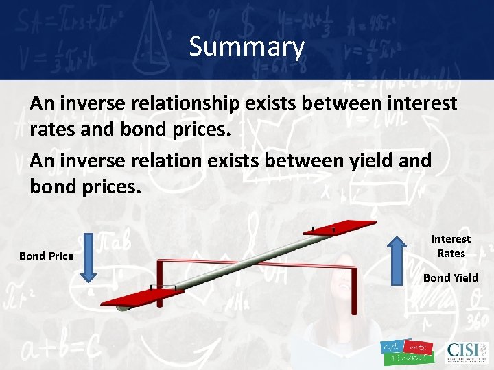 Summary An inverse relationship exists between interest rates and bond prices. An inverse relation