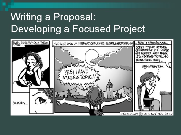 Writing a Proposal: Developing a Focused Project 