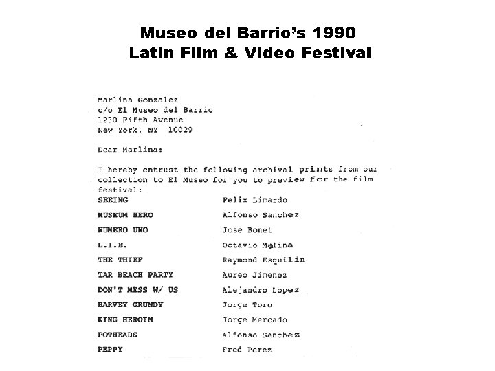 Museo del Barrio’s 1990 Latin Film & Video Festival 