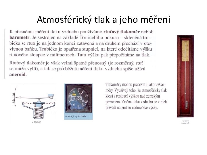 Atmosférický tlak a jeho měření 