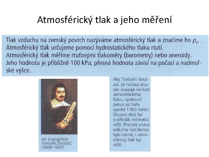 Atmosférický tlak a jeho měření 