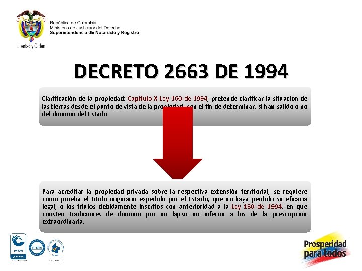 DECRETO 2663 DE 1994 Clarificación de la propiedad: Capítulo X Ley 160 de 1994,