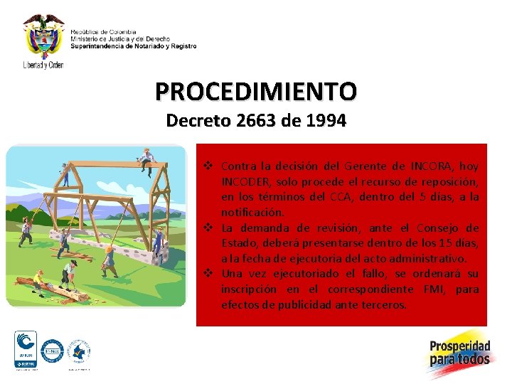 PROCEDIMIENTO Decreto 2663 de 1994 v Contra la decisión del Gerente de INCORA, hoy