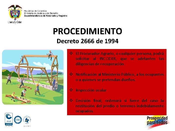 PROCEDIMIENTO Decreto 2666 de 1994 v El Procurador Agrario, o cualquier persona, podrá solicitar