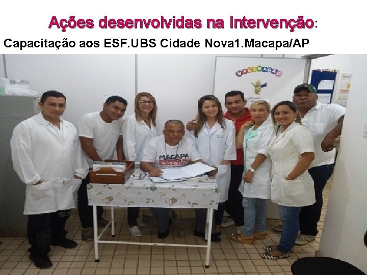 Ações desenvolvidas na Intervenção: Capacitação aos ESF. UBS Cidade Nova 1. Macapa/AP 