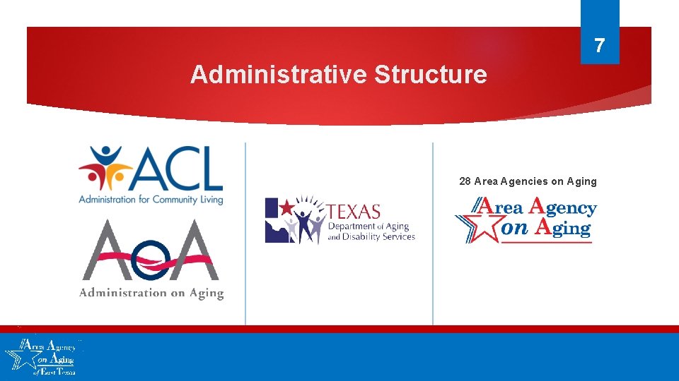 7 Administrative Structure 28 Area Agencies on Aging 