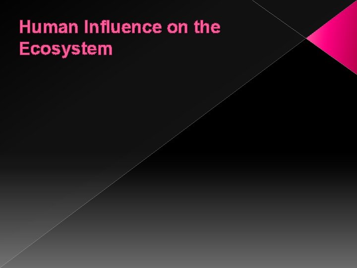 Human Influence on the Ecosystem 