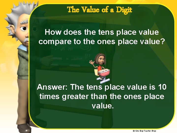 The Value of a Digit How does the tens place value compare to the